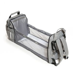 Mochila con cuna cambiador gris