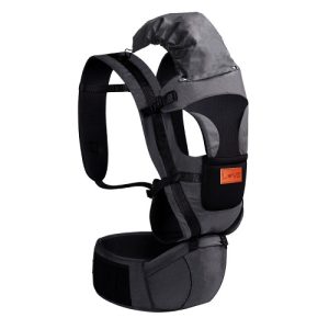Mochila portabebe love 8 en 1 +0m con capucha gris