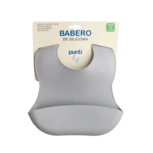 Babero de silicona punti gris claro -