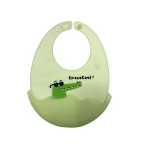 Babero de silicona cocodrilo verde loopi -