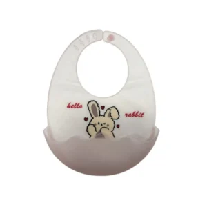 Babero de silicona conejo rosa  loopi -
