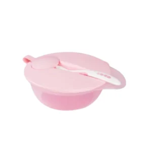Bowl con tapa y cuchara rosa loopi -