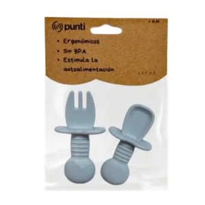 Mini cubiertos silicona punti gris -