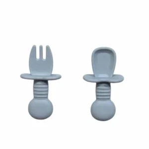Mini cubiertos silicona punti gris -