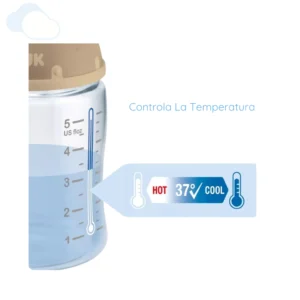 Mamadera first choice mickey control temp 0-6m 150 ml gris