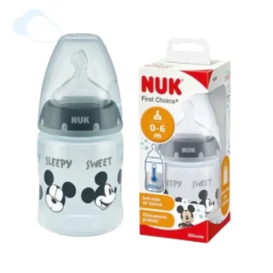 Mamadera first choice mickey control temp 0-6m 150 ml gris