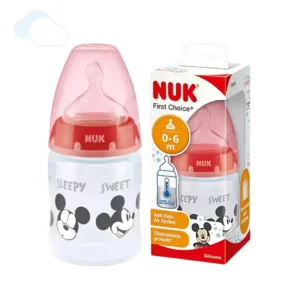 Mamadera first choice mickey control temp 0-6m 150 ml rojo