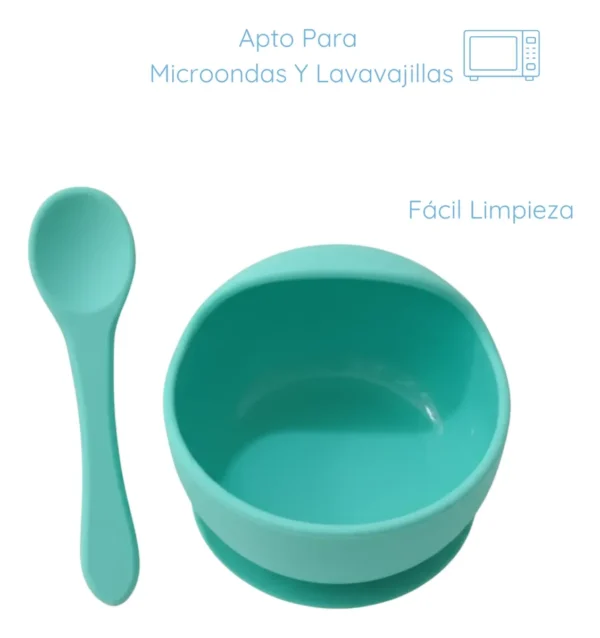 Plato bowl loopi silicona c/ cuchara verde -