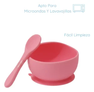 Plato bowl loopi silicona c/ cuchara rosa -