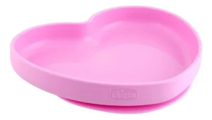Plato silicona corazon con sopapa rosa chicco -