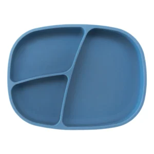 Plato de silicona y sopapa rectangular ocean blue punti -