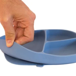 Plato de silicona y sopapa rectangular ocean blue punti -
