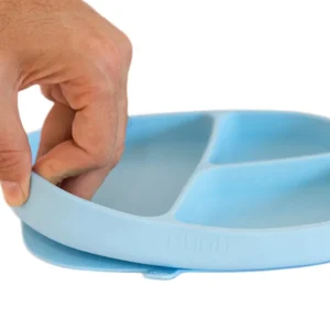 Plato de silicona y sopapa rectangular sky blue punti -