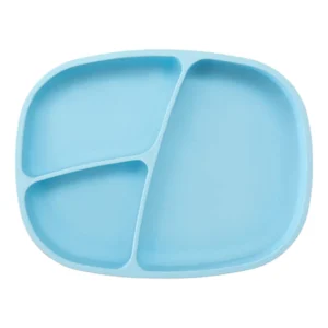 Plato de silicona y sopapa rectangular sky blue punti -
