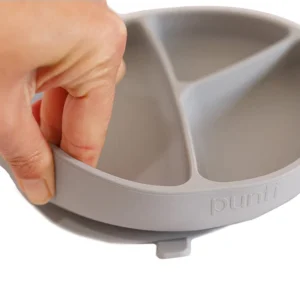 Plato de silicona y sopapa redondo cool gray punti -