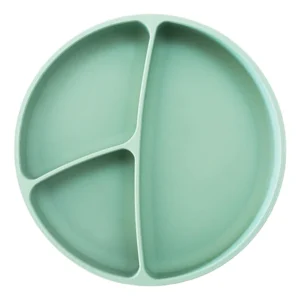 Plato de silicona y sopapa redondo nature green punti -