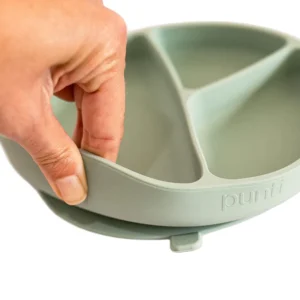 Plato de silicona y sopapa redondo nature green punti -