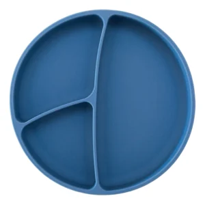 Plato de silicona y sopapa redondo ocean blue punti -
