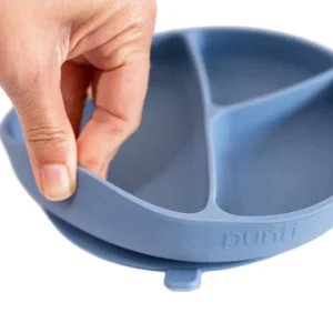 Plato de silicona y sopapa redondo ocean blue punti -