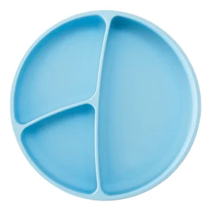 Plato de silicona y sopapa redondo sky blue punti -