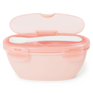 Recipiente y cuchara de viaje salmon skip hop -