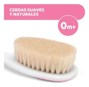 Set peine y cepillo cerdas naturales chicco rosa -