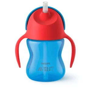 Vaso avent straw cup +9m 200ml azul/rojo