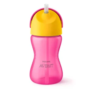 Vaso avent straw cup +12m 300ml rosa