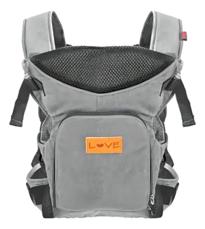Mochila portabebe 3 en 1 +0m con capucha gris