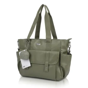 Bolso maternal ecocuero verde  megababy