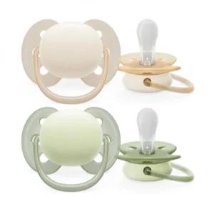 Chupete ultra soft liso x2 0-6m beige y verde oliva -