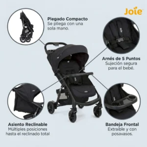 Cochecito joie muze con huevito negro/coal