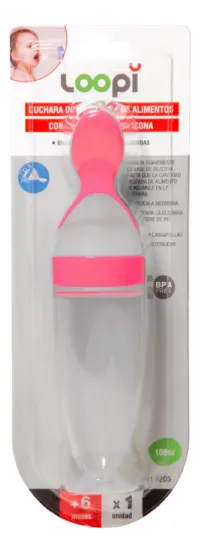 Cuchara dosificadora de alimentos loopi rosa