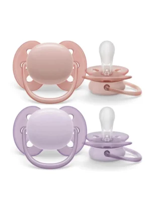 Chupete ultra soft x2 0-6m rosa y lila