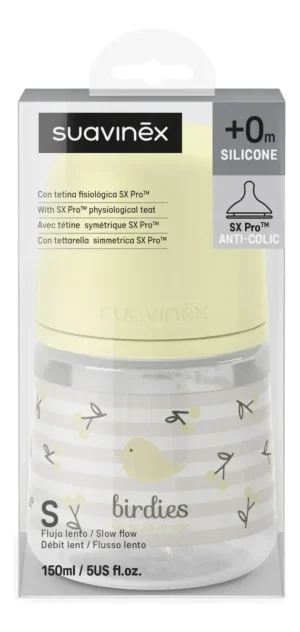 Suavinex  mamadera prints birdies 150ml amarillo