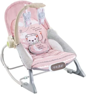 Mecedora musical estampada reclinable rosa