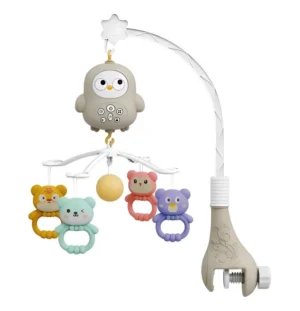 Movil cunero musical con luces y control remoto beige love