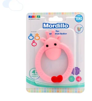 Mordillo jirafa redondo rosa