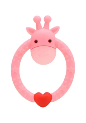 Mordillo jirafa redondo rosa