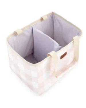 Caja organizadora pañalera chica vichy rosa