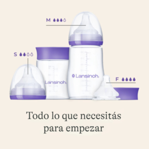 Set de inicio mamaderas + tapas + tetinas lansinoh