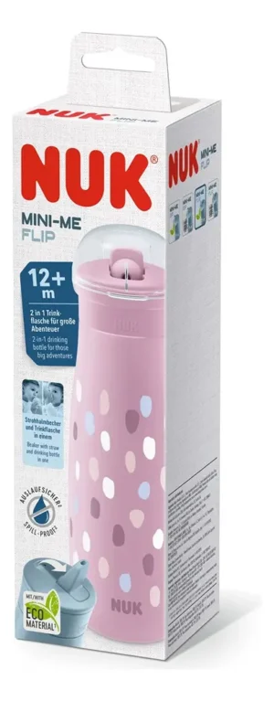 Nuk vaso mini-me flip con tapa 2en1 450ml rosa lunares