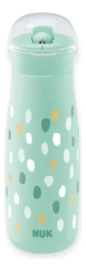 Vaso nuk mini-me flip con tapa 2en1 450ml verde lunares