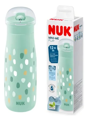 Vaso nuk mini-me flip con tapa 2en1 450ml verde lunares