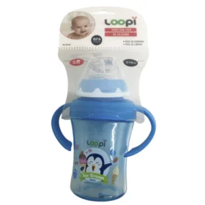 Vaso con pico de silicona azul loopi