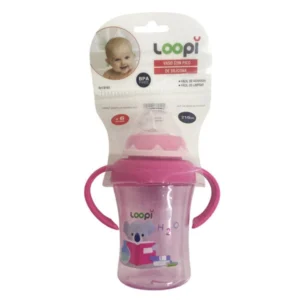 Vaso con pico de silicona rosa loopi