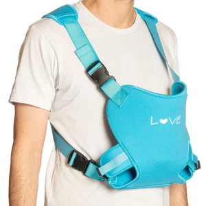 Mochila porta bebe para agua love celeste