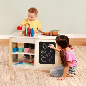 Juego cocina cafetería infantil madera 2 en 1 battat