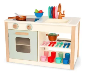 Juego cocina cafetería infantil madera 2 en 1 battat