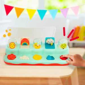 Juego pop up didactico amigos emergentes peek a boo battat
